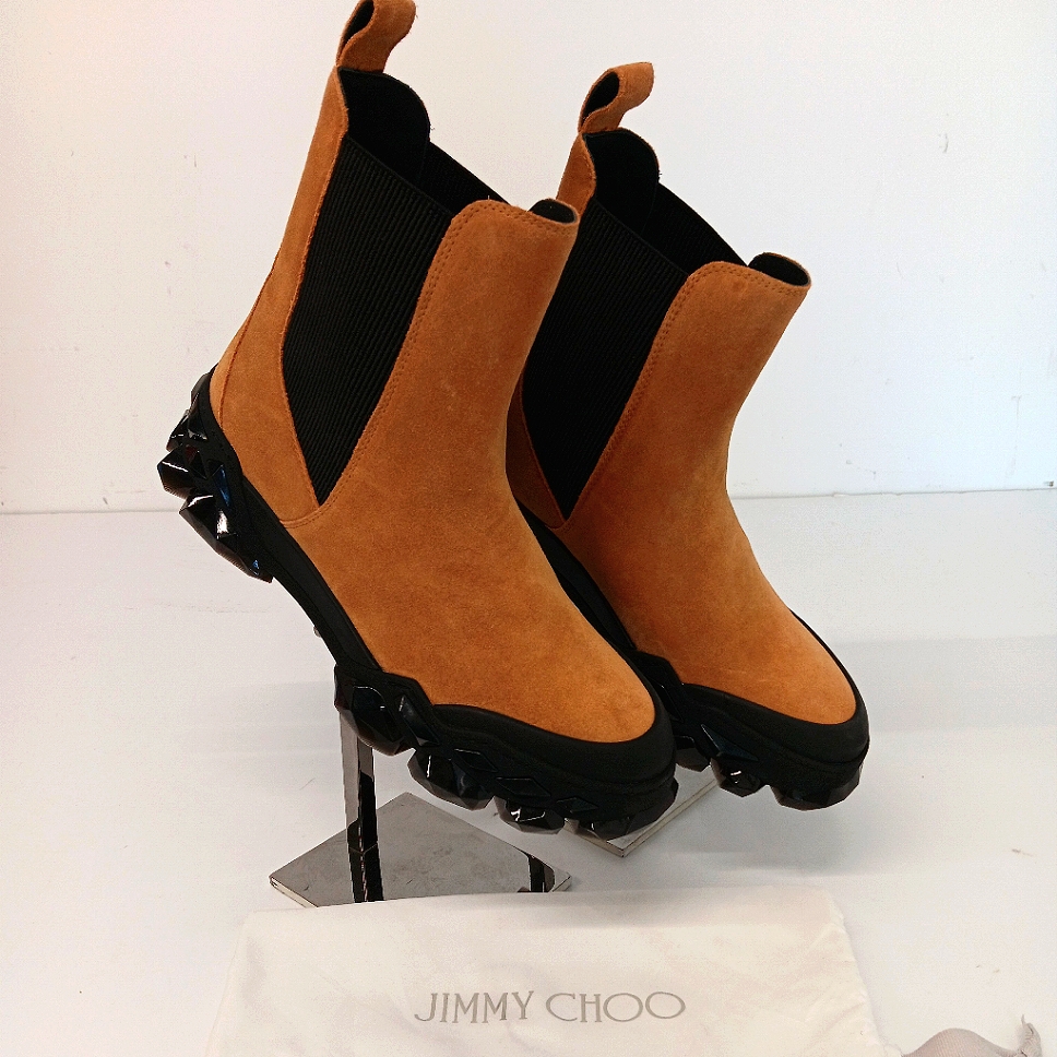 Jimmy Choo Men's Brown Suede Diamond X Chelsea Boots - Eu42.5/Us9.5